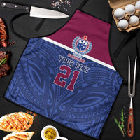 Queensland Samoa Custom Apron Maroon-Blue Pacific Polynesian Tribal Pattern LT9 Dark Blue - Polynesian Pride