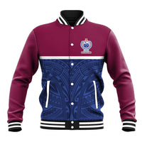 Queensland Samoa Custom Baseball Jacket Maroon-Blue Pacific Polynesian Tribal Pattern LT9 Unisex Dark Blue - Polynesian Pride