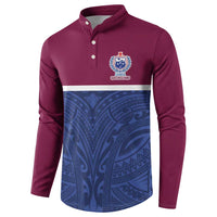 Queensland Samoa Custom Button Sweatshirt Maroon-Blue Pacific Polynesian Tribal Pattern LT9 - Polynesian Pride