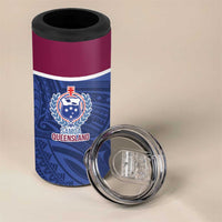 Queensland Samoa Custom 4 in 1 Can Cooler Tumbler Maroon-Blue Pacific Polynesian Tribal Pattern LT9 - Polynesian Pride
