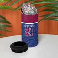 Queensland Samoa Custom 4 in 1 Can Cooler Tumbler Maroon-Blue Pacific Polynesian Tribal Pattern LT9 - Polynesian Pride