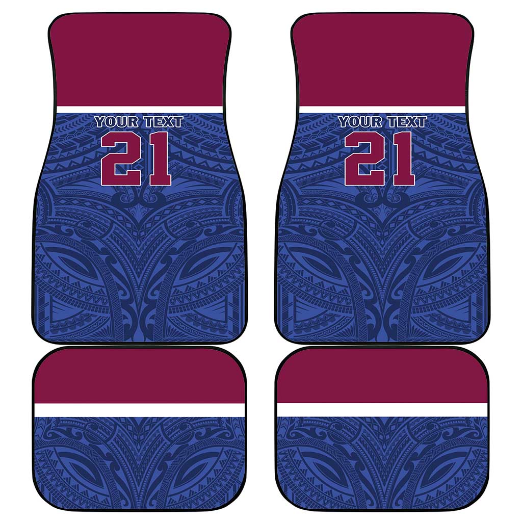 Queensland Samoa Custom Car Mats Maroon-Blue Pacific Polynesian Tribal Pattern LT9 - Polynesian Pride