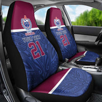 Queensland Samoa Custom Car Seat Cover Maroon-Blue Pacific Polynesian Tribal Pattern