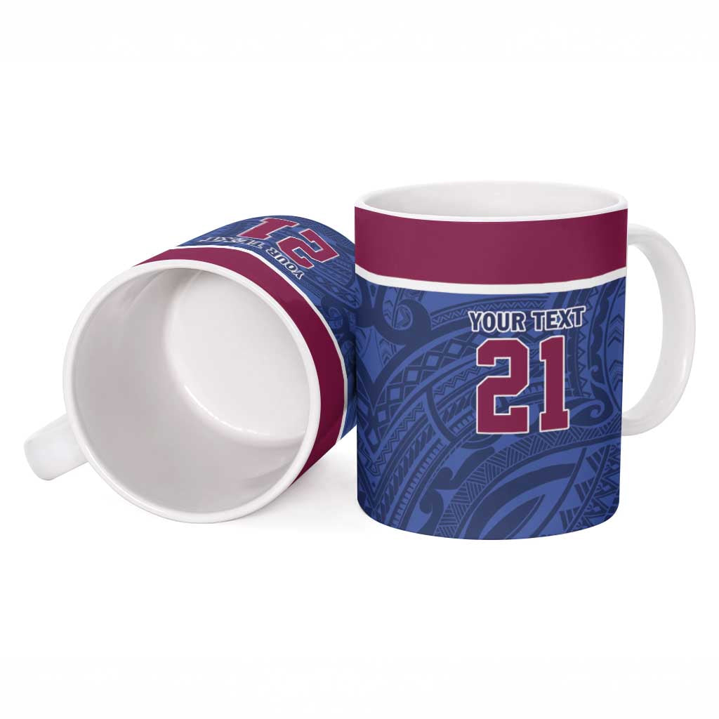 Queensland Samoa Custom Ceramic Mug Maroon-Blue Pacific Polynesian Tribal Pattern LT9 - Polynesian Pride