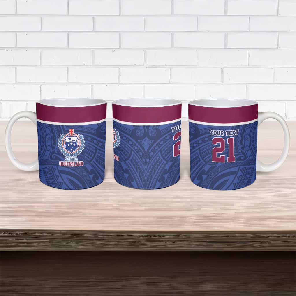 Queensland Samoa Custom Ceramic Mug Maroon-Blue Pacific Polynesian Tribal Pattern LT9 - Polynesian Pride
