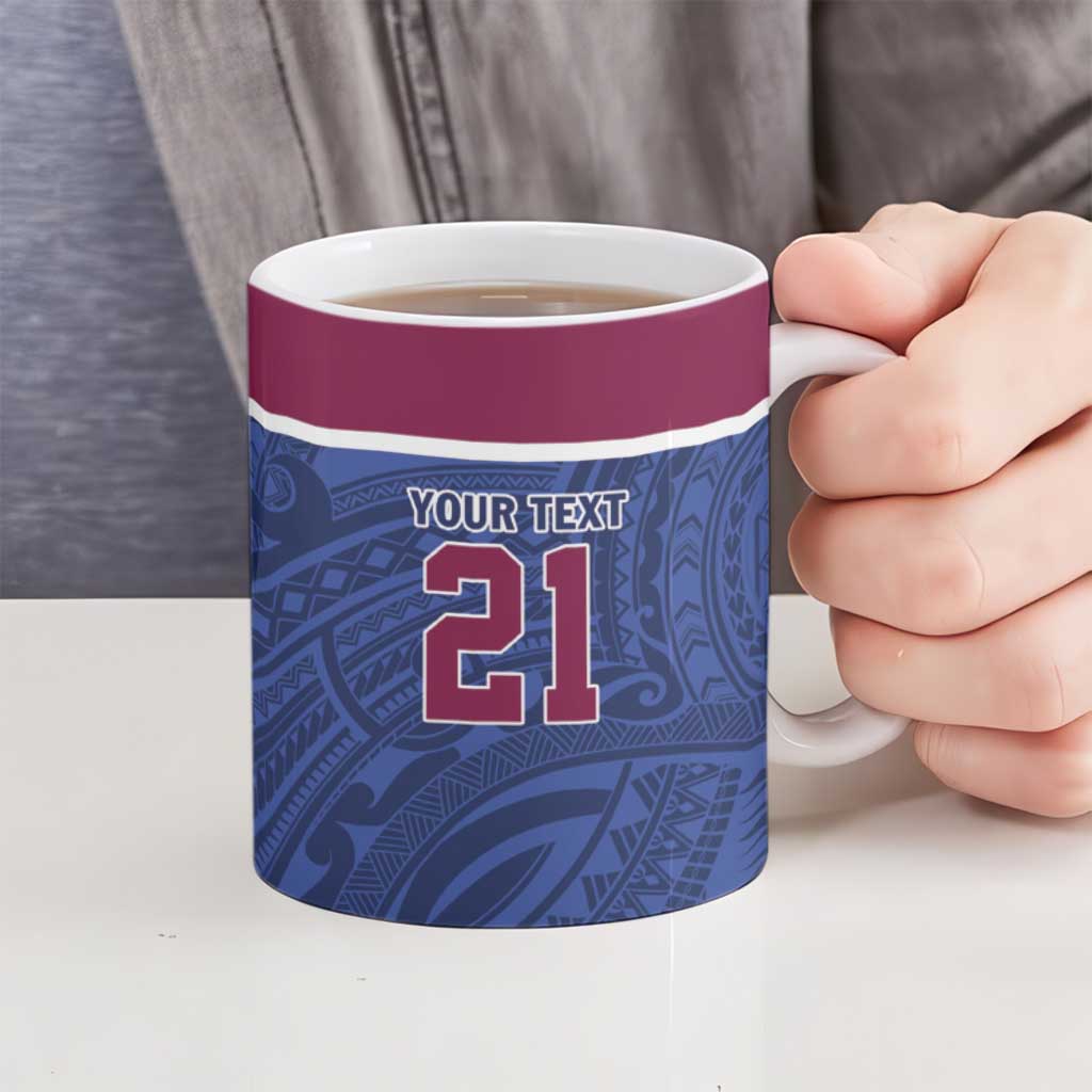 Queensland Samoa Custom Ceramic Mug Maroon-Blue Pacific Polynesian Tribal Pattern LT9 - Polynesian Pride