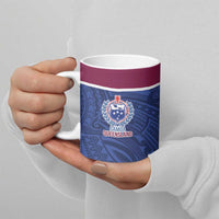 Queensland Samoa Custom Ceramic Mug Maroon-Blue Pacific Polynesian Tribal Pattern LT9 - Polynesian Pride