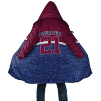 Queensland Samoa Custom Cloak Maroon-Blue Pacific Polynesian Tribal Pattern - Polynesian Pride