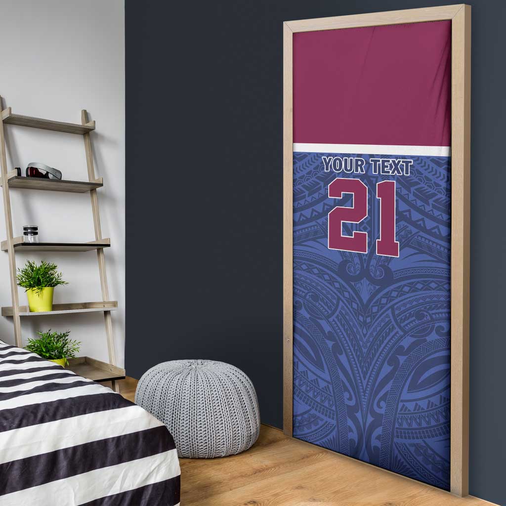 Queensland Samoa Custom Door Cover Maroon-Blue Pacific Polynesian Tribal Pattern LT9 - Polynesian Pride