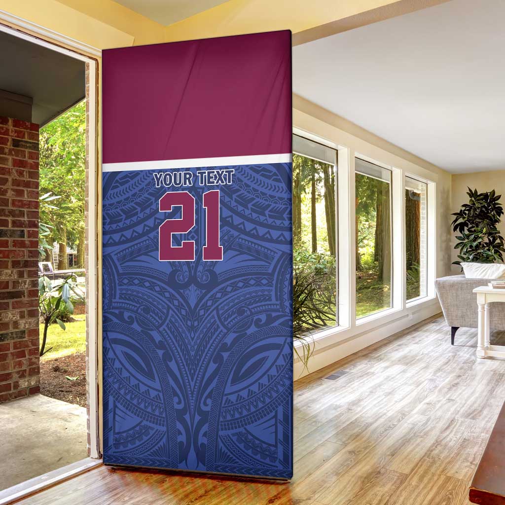 Queensland Samoa Custom Door Cover Maroon-Blue Pacific Polynesian Tribal Pattern LT9 - Polynesian Pride