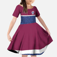 Queensland Samoa Custom Family Matching Long Sleeve Bodycon Dress and Hawaiian Shirt Maroon-Blue Pacific Polynesian Tribal Pattern