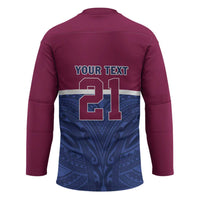 Queensland Samoa Custom Hockey Jersey Maroon-Blue Pacific Polynesian Tribal Pattern LT9 - Polynesian Pride