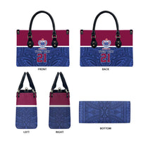 Queensland Samoa Custom Leather Bag Maroon-Blue Pacific Polynesian Tribal Pattern - Polynesian Pride