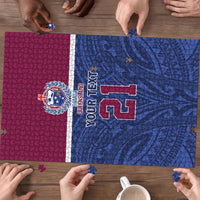 Queensland Samoa Custom Puzzle Maroon-Blue Pacific Polynesian Tribal Pattern LT9 - Polynesian Pride