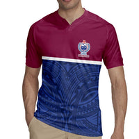 Queensland Samoa Custom Rugby Jersey Maroon-Blue Pacific Polynesian Tribal Pattern