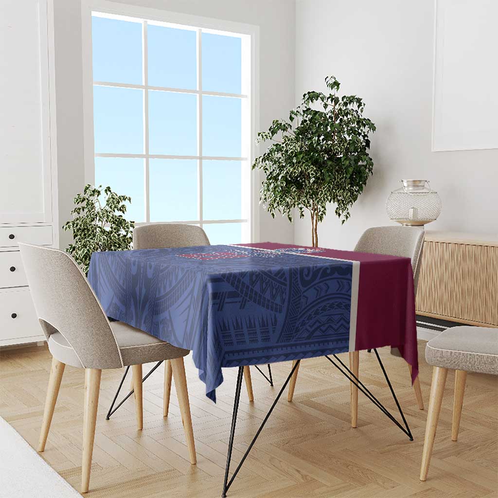 Queensland Samoa Custom Tablecloth Maroon-Blue Pacific Polynesian Tribal Pattern LT9 - Polynesian Pride