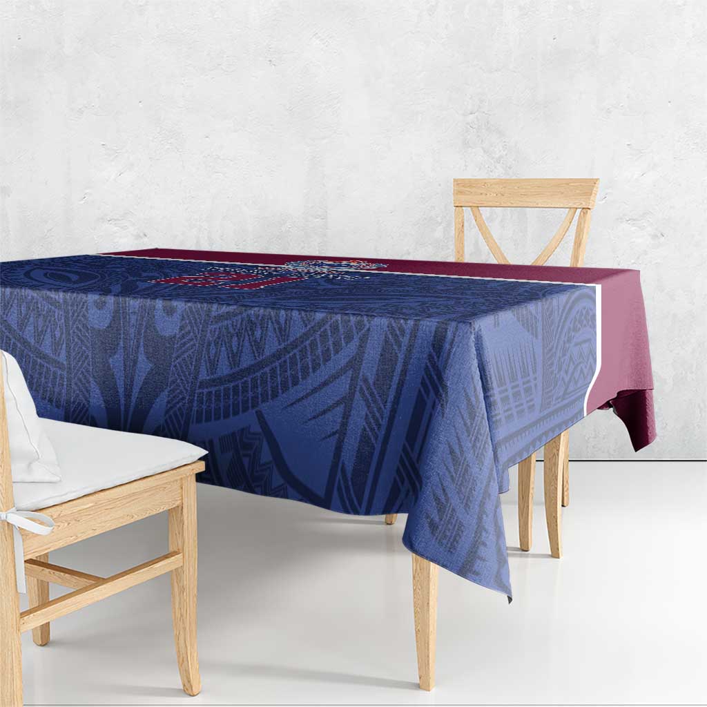 Queensland Samoa Custom Tablecloth Maroon-Blue Pacific Polynesian Tribal Pattern LT9 - Polynesian Pride