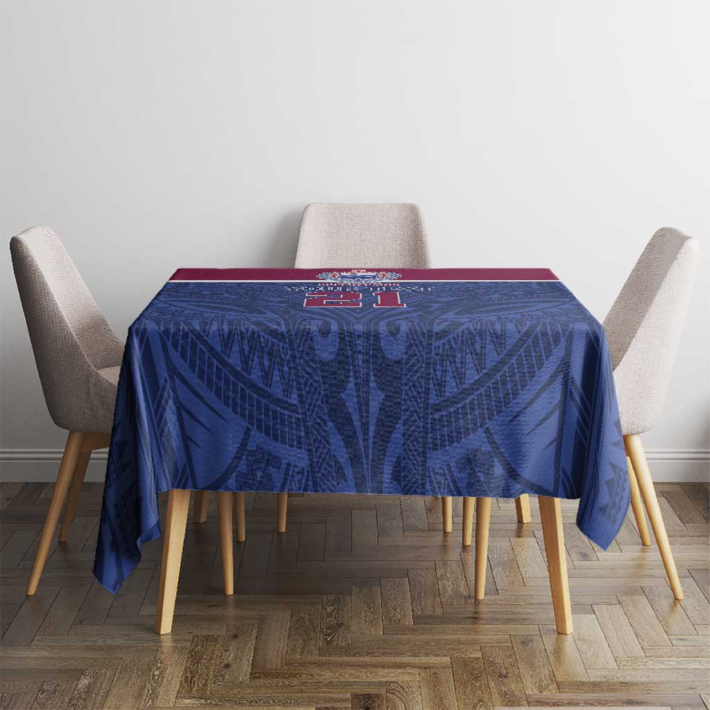 Queensland Samoa Custom Tablecloth Maroon-Blue Pacific Polynesian Tribal Pattern LT9 - Polynesian Pride
