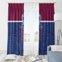 Queensland Samoa Custom Window Curtain Maroon-Blue Pacific Polynesian Tribal Pattern