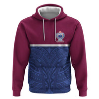 Queensland Samoa Custom Zip Hoodie Maroon-Blue Pacific Polynesian Tribal Pattern