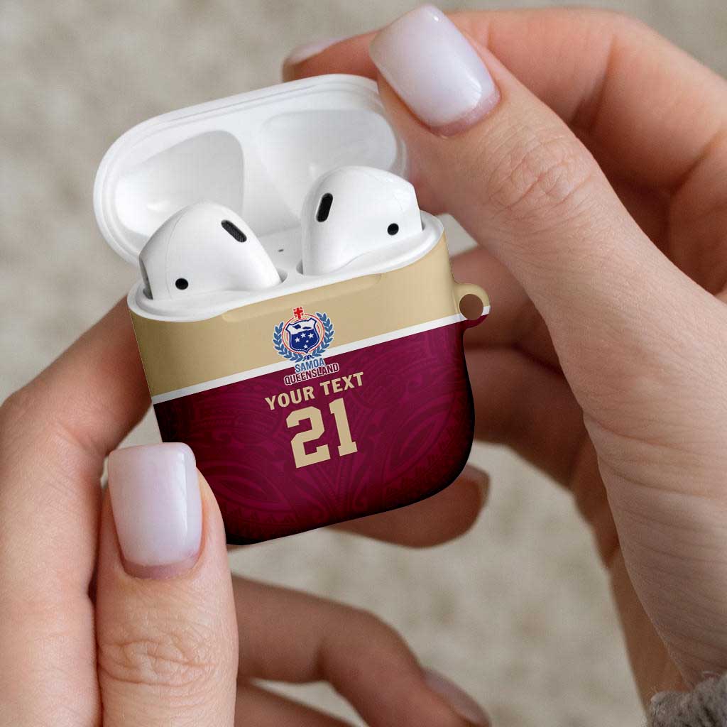 Queensland Samoa Custom AirPods Case Maroon Pacific Polynesian Tribal Pattern LT9 - Polynesian Pride