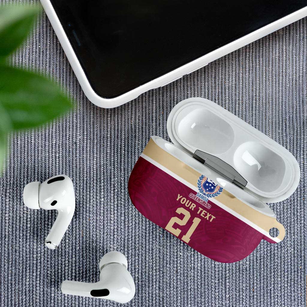 Queensland Samoa Custom AirPods Case Maroon Pacific Polynesian Tribal Pattern LT9 - Polynesian Pride