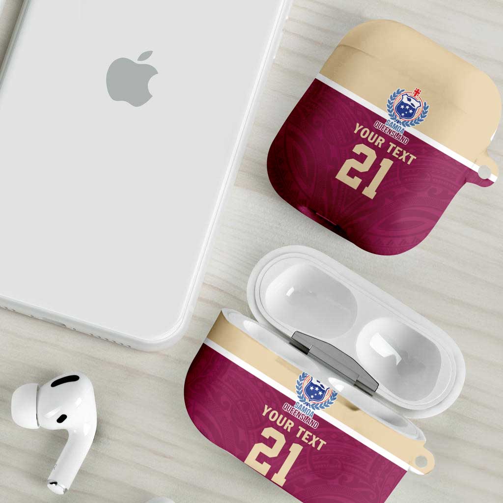 Queensland Samoa Custom AirPods Case Maroon Pacific Polynesian Tribal Pattern LT9 - Polynesian Pride