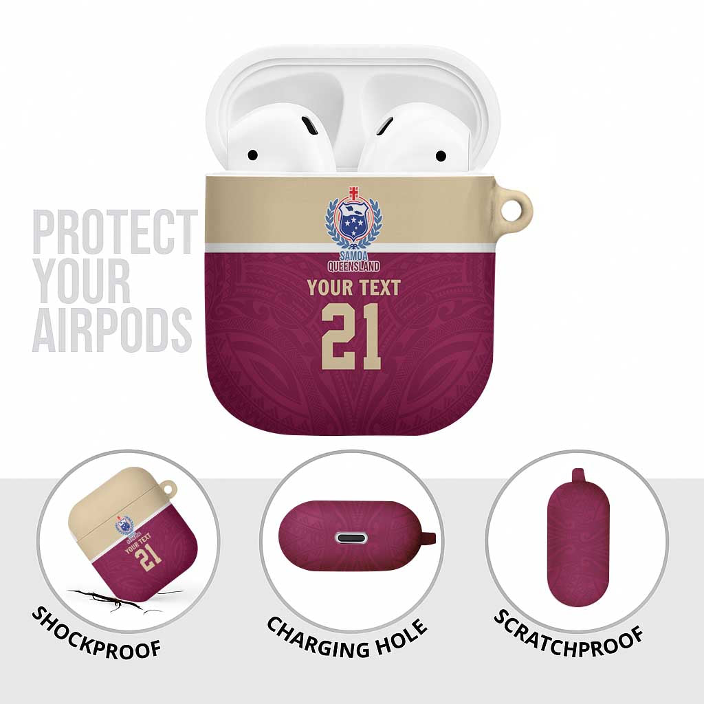 Queensland Samoa Custom AirPods Case Maroon Pacific Polynesian Tribal Pattern LT9 - Polynesian Pride
