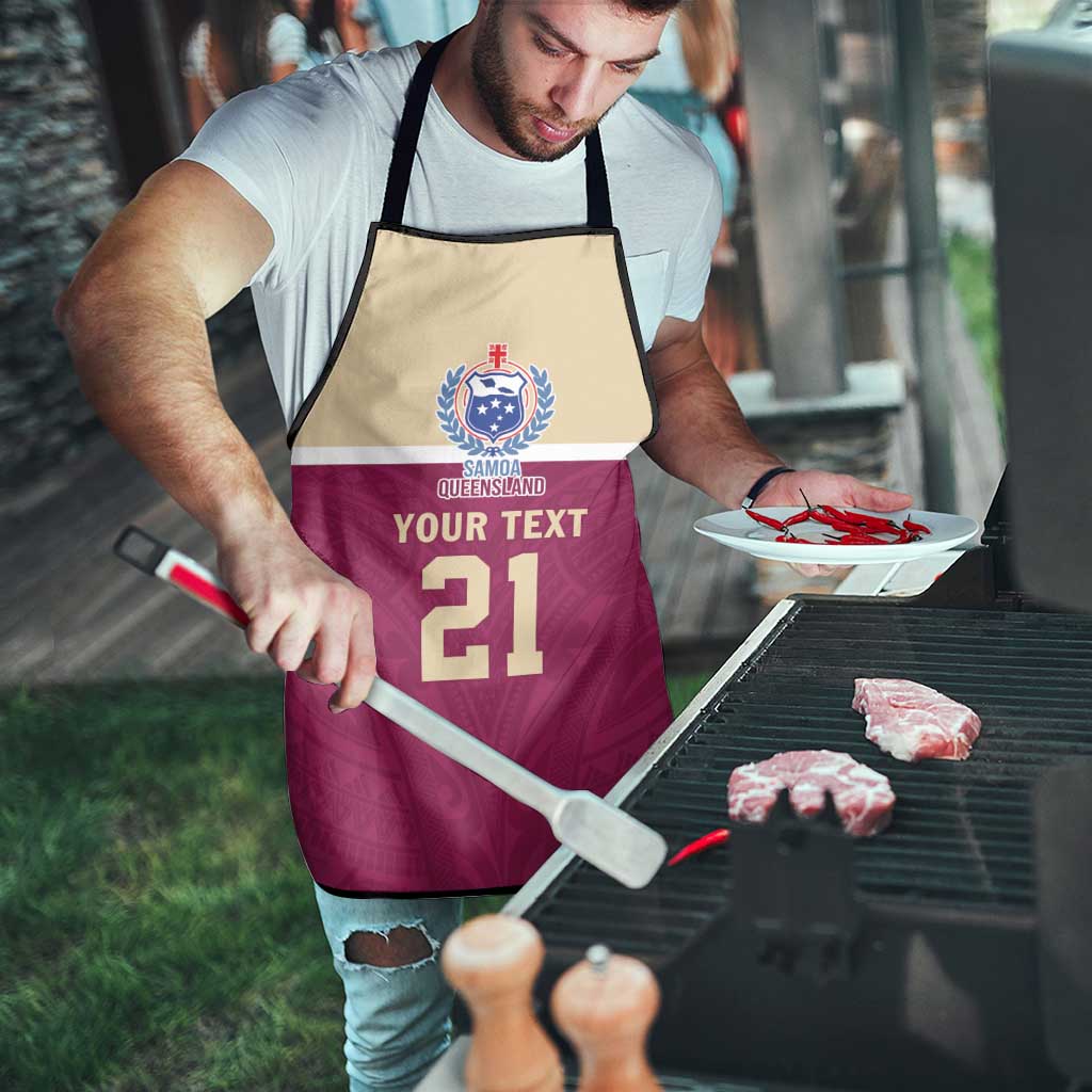 Queensland Samoa Custom Apron Maroon Pacific Polynesian Tribal Pattern LT9 - Polynesian Pride