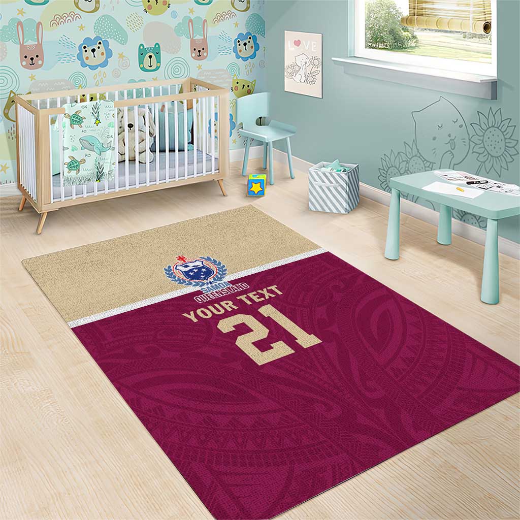 Queensland Samoa Custom Area Rug Maroon Pacific Polynesian Tribal Pattern