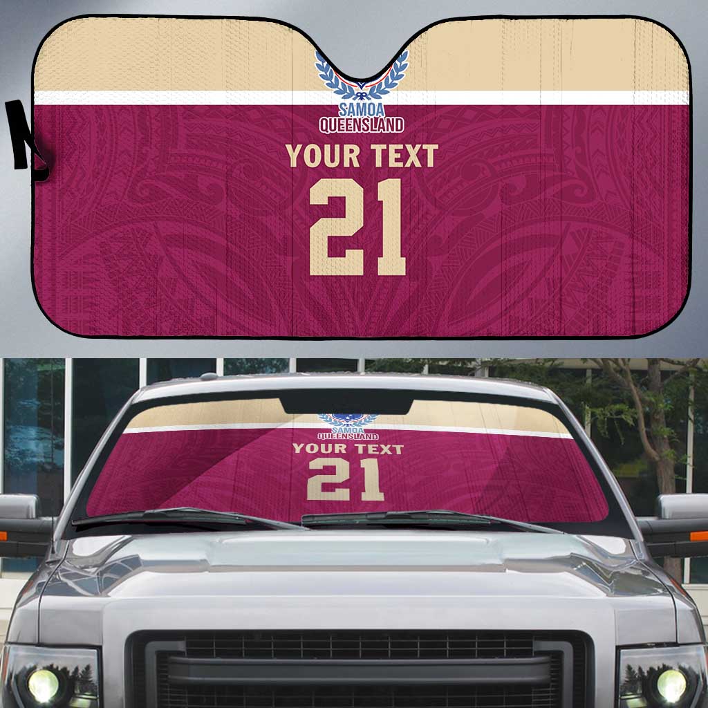 Queensland Samoa Custom Auto Sun Shade Maroon Pacific Polynesian Tribal Pattern - Polynesian Pride