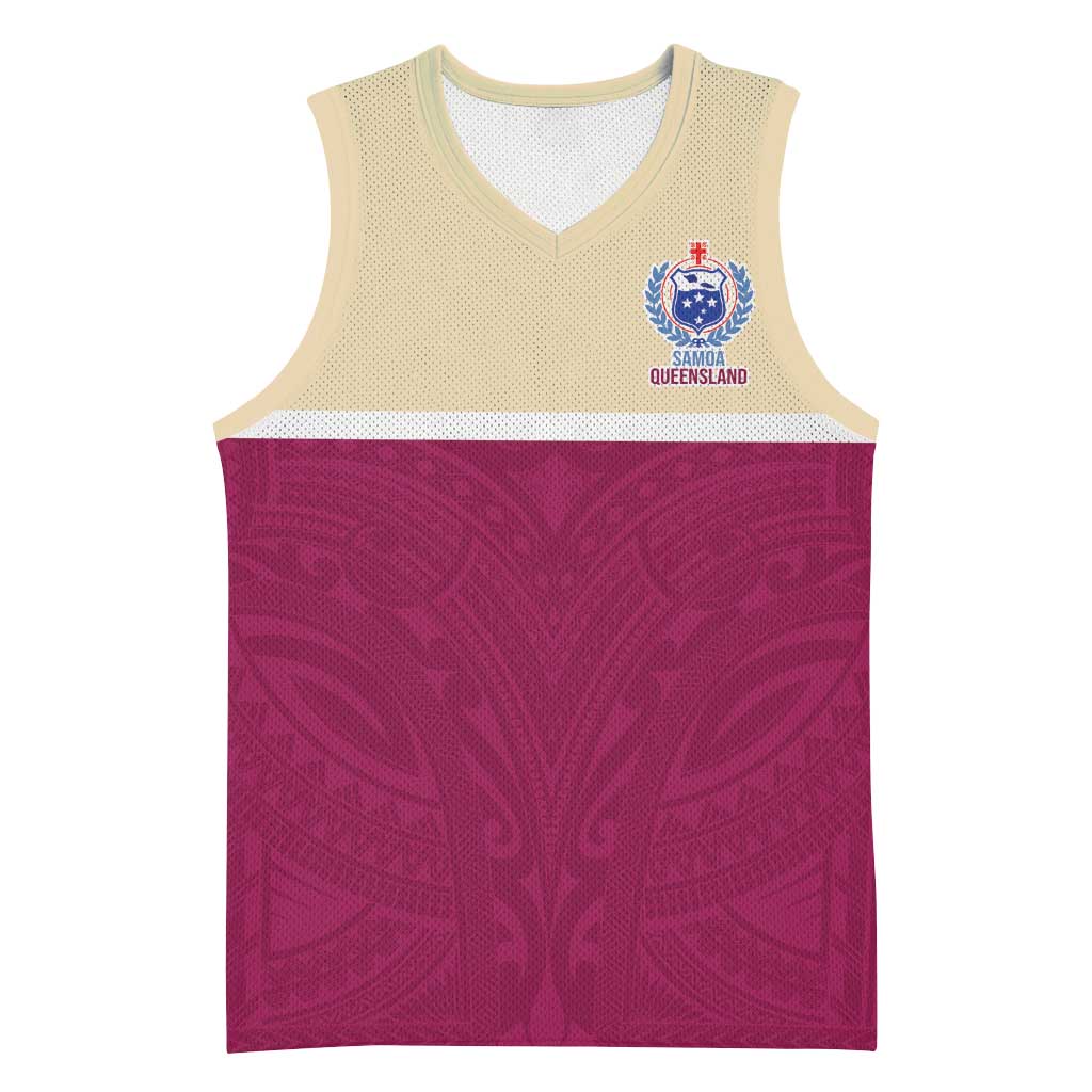 Queensland Samoa Custom Basketball Jersey Maroon Pacific Polynesian Tribal Pattern LT9 Unisex Maroon - Polynesian Pride