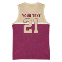 Queensland Samoa Custom Basketball Jersey Maroon Pacific Polynesian Tribal Pattern LT9 - Polynesian Pride
