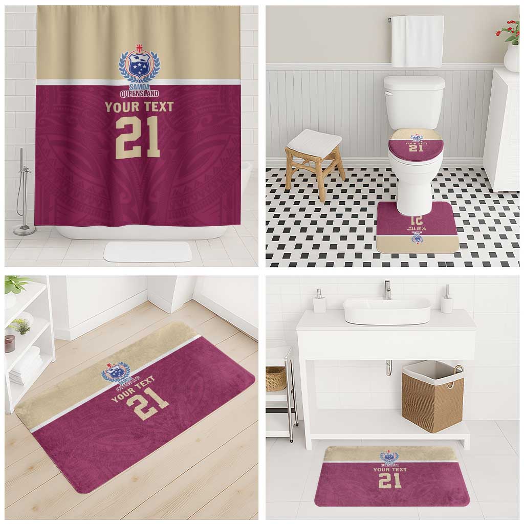 Queensland Samoa Custom Bathroom Set Maroon Pacific Polynesian Tribal Pattern - Polynesian Pride