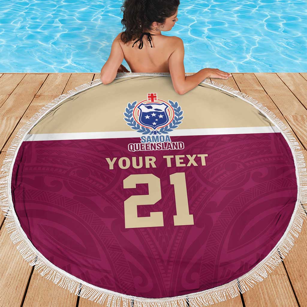 Queensland Samoa Custom Beach Blanket Maroon Pacific Polynesian Tribal Pattern LT9 - Polynesian Pride