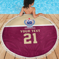 Queensland Samoa Custom Beach Blanket Maroon Pacific Polynesian Tribal Pattern LT9 - Polynesian Pride