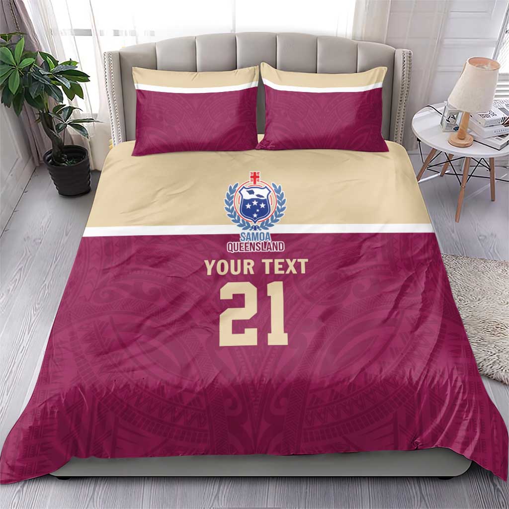 Queensland Samoa Custom Bedding Set Maroon Pacific Polynesian Tribal Pattern