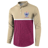 Queensland Samoa Custom Button Sweatshirt Maroon Pacific Polynesian Tribal Pattern LT9 - Polynesian Pride