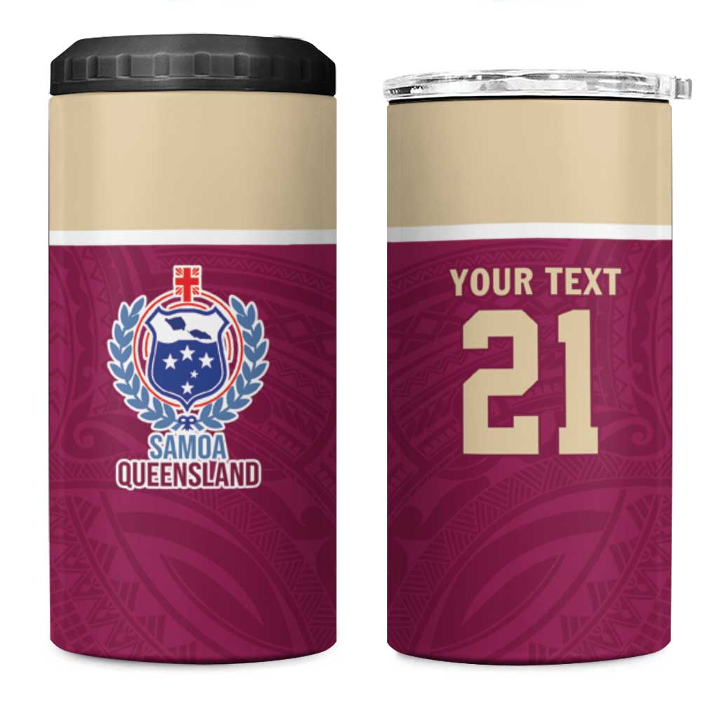 Queensland Samoa Custom 4 in 1 Can Cooler Tumbler Maroon Pacific Polynesian Tribal Pattern LT9 One Size: 16 oz Maroon - Polynesian Pride
