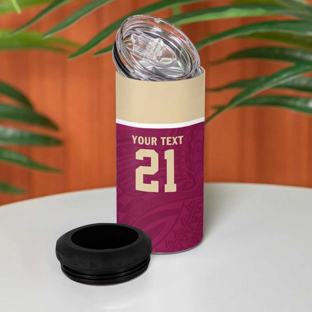 Queensland Samoa Custom 4 in 1 Can Cooler Tumbler Maroon Pacific Polynesian Tribal Pattern LT9 - Polynesian Pride