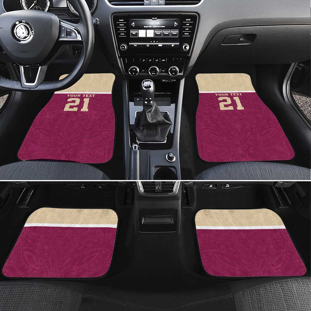 Queensland Samoa Custom Car Mats Maroon Pacific Polynesian Tribal Pattern LT9 Set 4pcs Maroon - Polynesian Pride