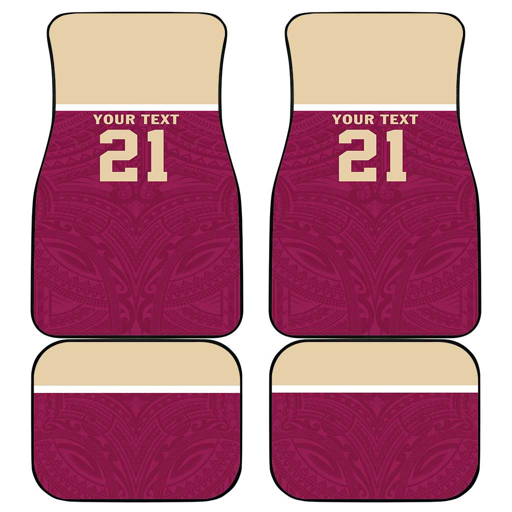 Queensland Samoa Custom Car Mats Maroon Pacific Polynesian Tribal Pattern LT9 - Polynesian Pride