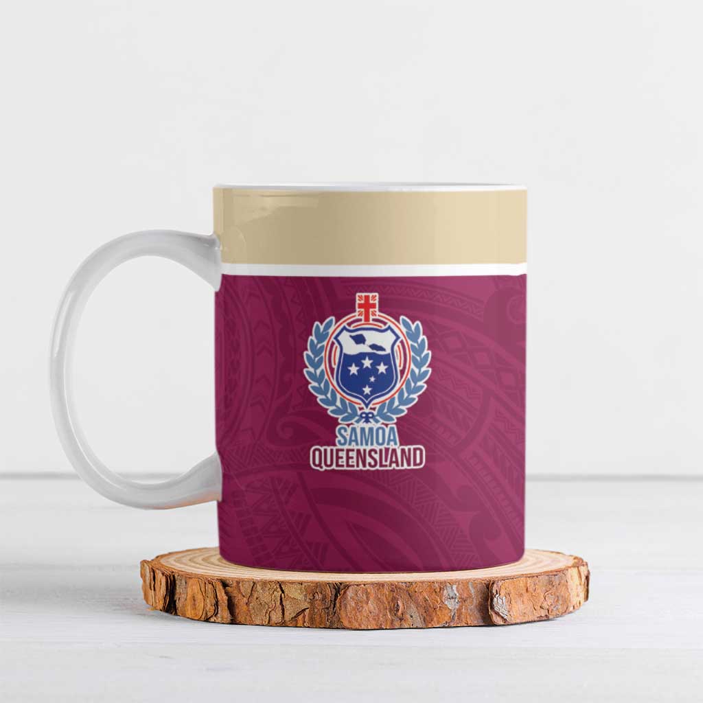 Queensland Samoa Custom Ceramic Mug Maroon Pacific Polynesian Tribal Pattern LT9 Maroon - Polynesian Pride