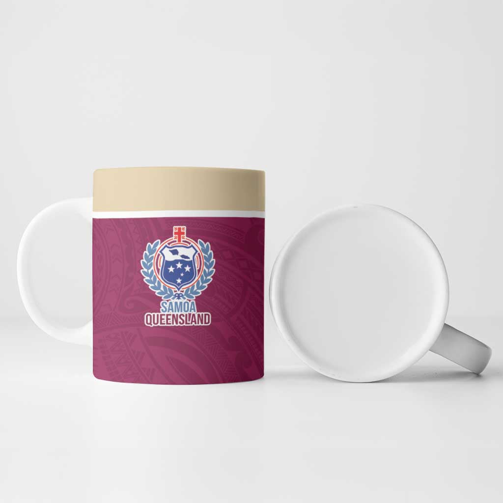 Queensland Samoa Custom Ceramic Mug Maroon Pacific Polynesian Tribal Pattern LT9 - Polynesian Pride