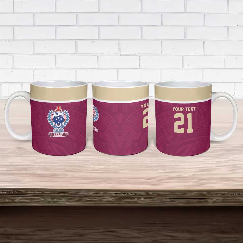 Queensland Samoa Custom Ceramic Mug Maroon Pacific Polynesian Tribal Pattern LT9 - Polynesian Pride