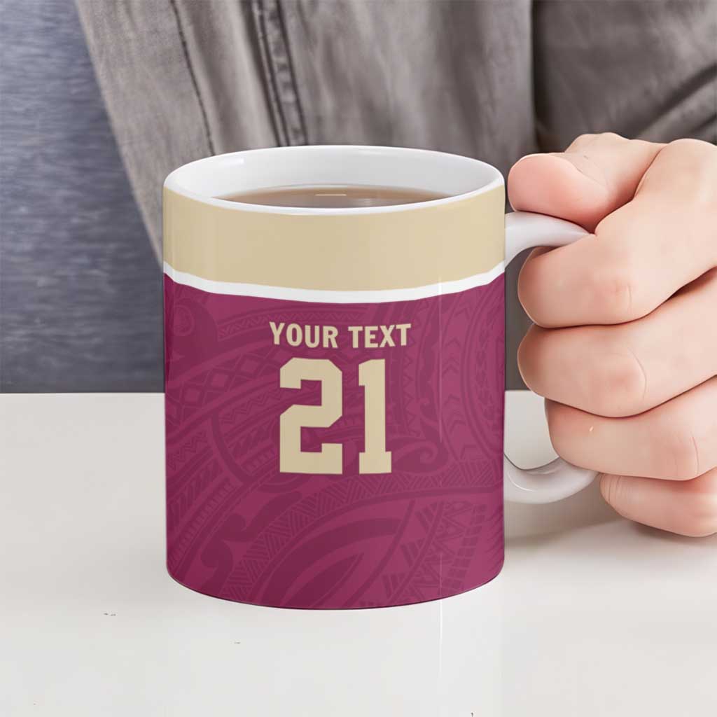 Queensland Samoa Custom Ceramic Mug Maroon Pacific Polynesian Tribal Pattern LT9 - Polynesian Pride