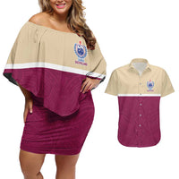 Queensland Samoa Custom Couples Matching Off Shoulder Short Dress and Hawaiian Shirt Maroon Pacific Polynesian Tribal Pattern LT9 Maroon - Polynesian Pride
