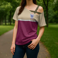 Queensland Samoa Custom Cross Shoulder Shirt Maroon Pacific Polynesian Tribal Pattern LT9 - Polynesian Pride