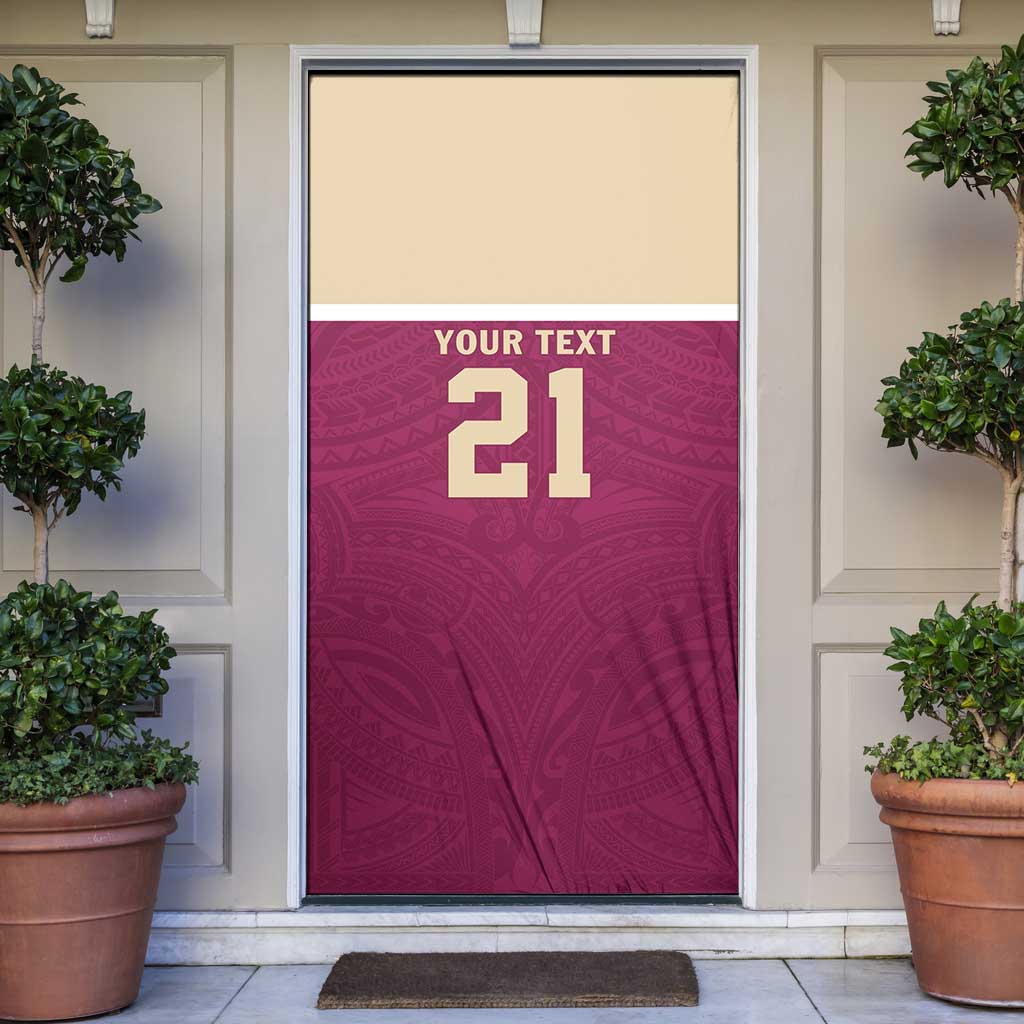 Queensland Samoa Custom Door Cover Maroon Pacific Polynesian Tribal Pattern LT9 Maroon - Polynesian Pride