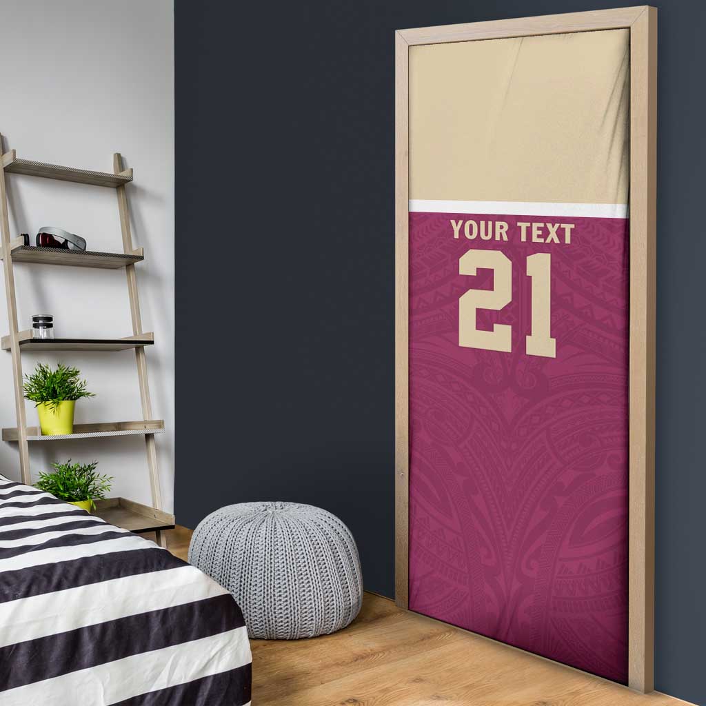 Queensland Samoa Custom Door Cover Maroon Pacific Polynesian Tribal Pattern LT9 - Polynesian Pride